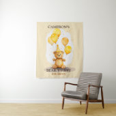 Beer-y Eerste Verjaardag Geel Beer Achtergrond Wandkleed (In situ)