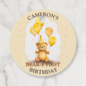 Beer-y Eerste Verjaardag Geel Beer Gift Label (Achterkant)