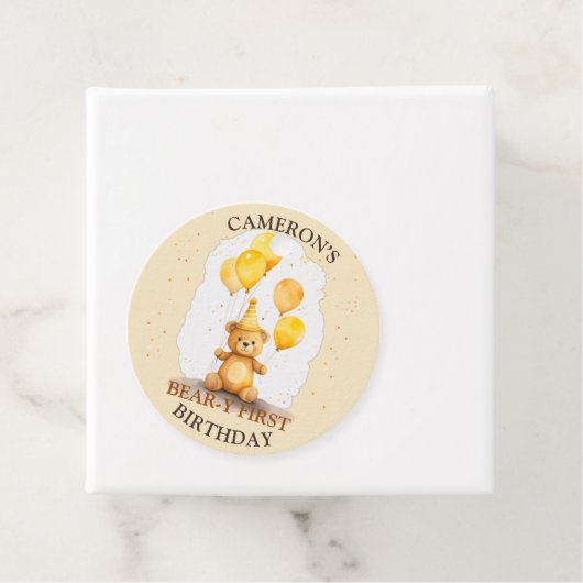 Beer-y Eerste Verjaardag Geel Beer Gift Label (In situ)