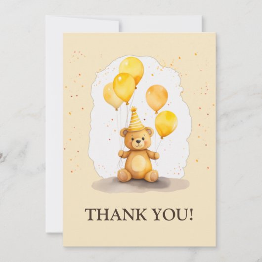 Beer-y Eerste Verjaardag Geslacht Neutraal Geel Be Bedankkaart (Voorkant)