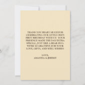 Beer-y Eerste Verjaardag Geslacht Neutraal Geel Be Bedankkaart (Achterkant)