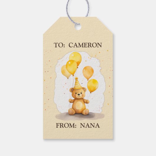 Beer-y Eerste Verjaardag Geslacht Neutraal Geel Be Cadeaulabel (Achterkant)