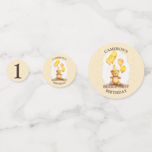 Beer-y Eerste Verjaardag Geslacht Neutraal Geel Be Confetti (Voorkanten)