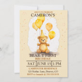 Beer-y Eerste Verjaardag Geslacht Neutraal Geel Be Kaart (Voorkant)