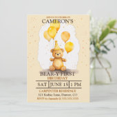 Beer-y Eerste Verjaardag Geslacht Neutraal Geel Be Kaart (Staand voorkant)