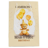 Beer-y Eerste Verjaardag Geslacht Neutraal Geel Be Medium Cadeauzakje (Voorkant)