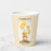 Beer-y Eerste Verjaardag Geslacht Neutraal Geel Be Papieren Bekers (Voorkant)