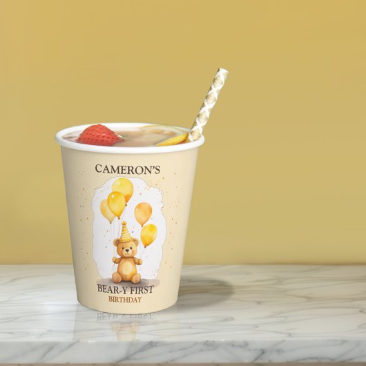 Beer-y Eerste Verjaardag Geslacht Neutraal Geel Be Papieren Bekers