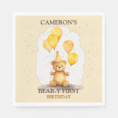 Beer-y Eerste Verjaardag Geslacht Neutraal Geel Be Servet (Voorkant)