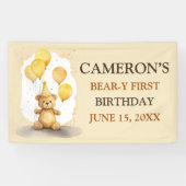 Beer-y Eerste Verjaardag Geslacht Neutraal Geel Be Spandoek (Horizontaal)