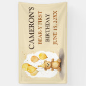 Beer-y Eerste Verjaardag Geslacht Neutraal Geel Be Spandoek (Verticaal)