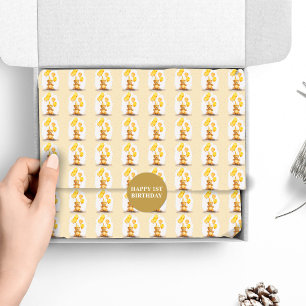 Beer-y Eerste Verjaardag Geslacht Neutraal Geel Be Tissuepapier