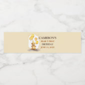 Beer-y Eerste Verjaardag Geslacht Neutraal Geel Be Waterfles Etiket (Enkel label)