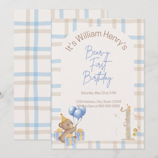 Beer-Y Eerste Verjaardag Kaart (Voorkant / Achterkant)