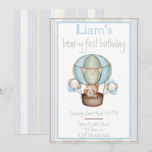 Beer-y eerste verjaardag voor Boy Kaart (Voorkant / Achterkant)