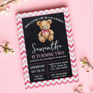 Beer-y Fun Verjaardagsviering Roze Teddybeer Kaart