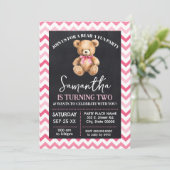 Beer-y Fun Verjaardagsviering Roze Teddybeer Kaart (Staand voorkant)