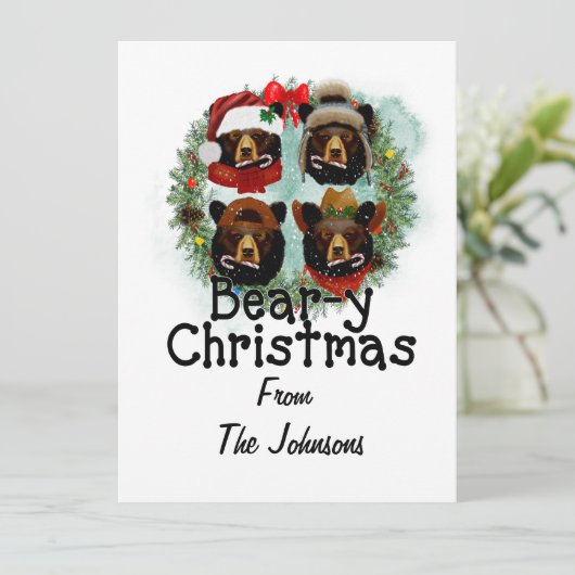 Beer-y kerst Beren Feestdagenkaart (Staand voorkant)