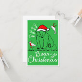 Beer-y Kerst Platte kaart (achterkant is leeg) (Voorkant / Achterkant in situ)