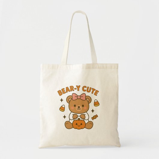 Beer-y Schattigee Halloween Canvas tas – Girly Ted (Voorkant)