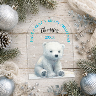 Beer-y vrolijk kerstfeest IJsbeer Kerstkaart Acryl Uitnodigingen