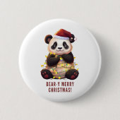 Beer-y Vrolijk Kerstfeest! Speelse Panda Button (Voorkant)