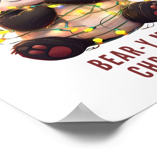 Beer-y Vrolijk Kerstfeest! Speelse Panda Poster (Hoek)