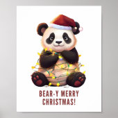 Beer-y Vrolijk Kerstfeest! Speelse Panda Poster (Voorkant)