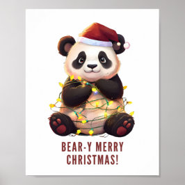 Beer-y Vrolijk Kerstfeest! Speelse Panda Poster