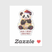 Beer-y Vrolijk Kerstfeest! Speelse Panda Sticker (Vel)
