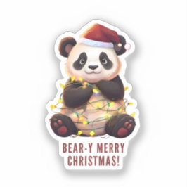 Beer-y Vrolijk Kerstfeest! Speelse Panda Sticker