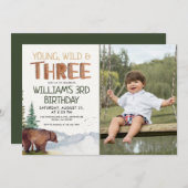 Beer-Young Wild en Drie jongens 3e verjaardag Kaart (Voorkant / Achterkant)