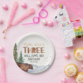 Beer-Young Wild en Drie jongens 3e verjaardag Papieren Bordje (Feest)