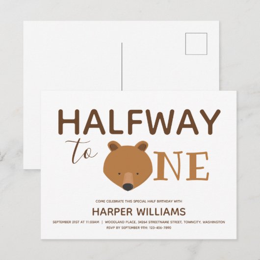 Beer Zes maanden Baby halve dag Uitnodiging Briefkaart (Voorkant / Achterkant)