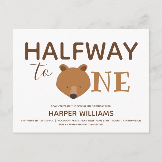 Beer Zes maanden Baby halve dag Uitnodiging Briefkaart (Voorkant)