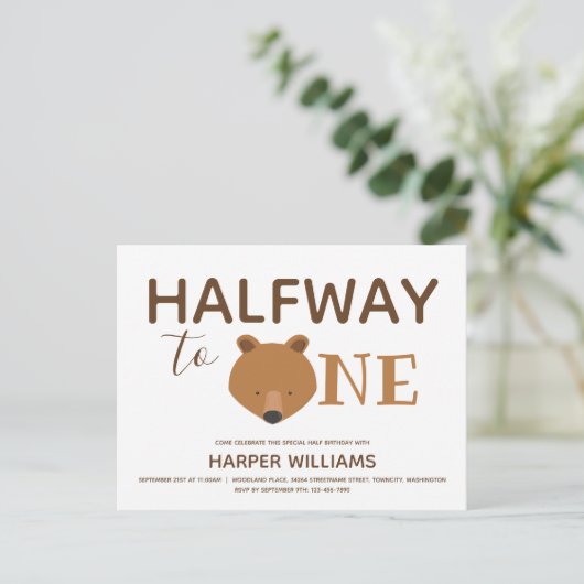 Beer Zes maanden Baby halve dag Uitnodiging Briefkaart (Staand voorkant)