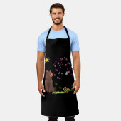 Beer ziet de bloeiende boom en vogel schort (Gedragen)