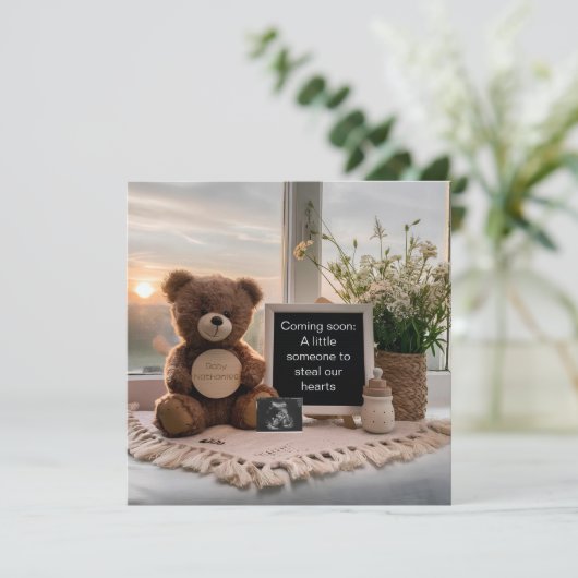 beer zit op zonsopgang zwangerschapsaankondiging feestdagenkaart (Staand voorkant)