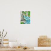 Beer zittend bij een kreek poster (Keuken)