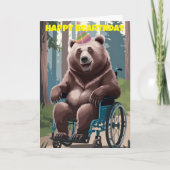 Beer zittend in rolstoel natuur verjaardag kaart (Voorkant)