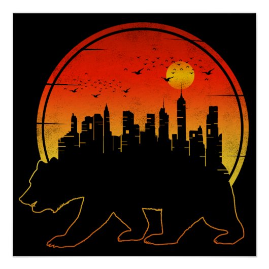 Beer Zonsondergang Stad Perfect Poster (Voorkant)