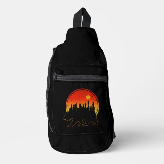 Beer Zonsondergang Stad Sling Bag (Voorkant)