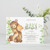 Beer Zoo Dierlijk Oerwoud Baby shower Uitnodiging (Staand voorkant)