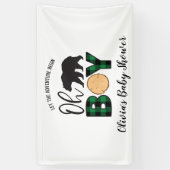 Beer zwart groen Buffalo Plaid Baby shower Spandoek (Verticaal)