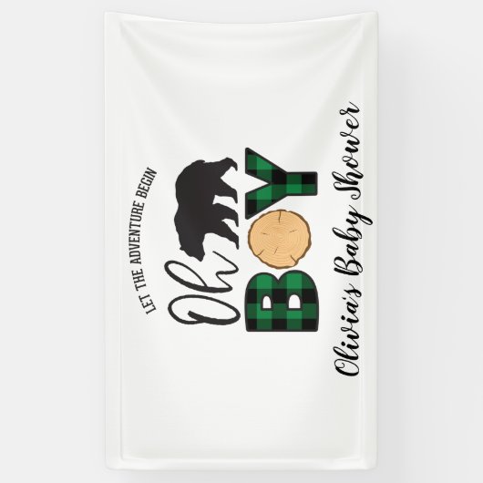Beer zwart groen Buffalo Plaid Baby shower Spandoek (Verticaal)