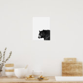 Beer Zwart Wit Blokhut Babykamer Foto Poster (Keuken)