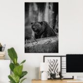 Beer zwart-wit Foto modern Rustic Cabin Poster (Thuiskantoor)