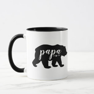 Beer zwart-wit Script Papa, ingesteld jaar Mok