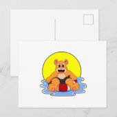 Beer zwemt met zwemband briefkaart (Voorkant / Achterkant)