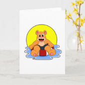 Beer zwemt met zwemband kaart (Gele Bloem)